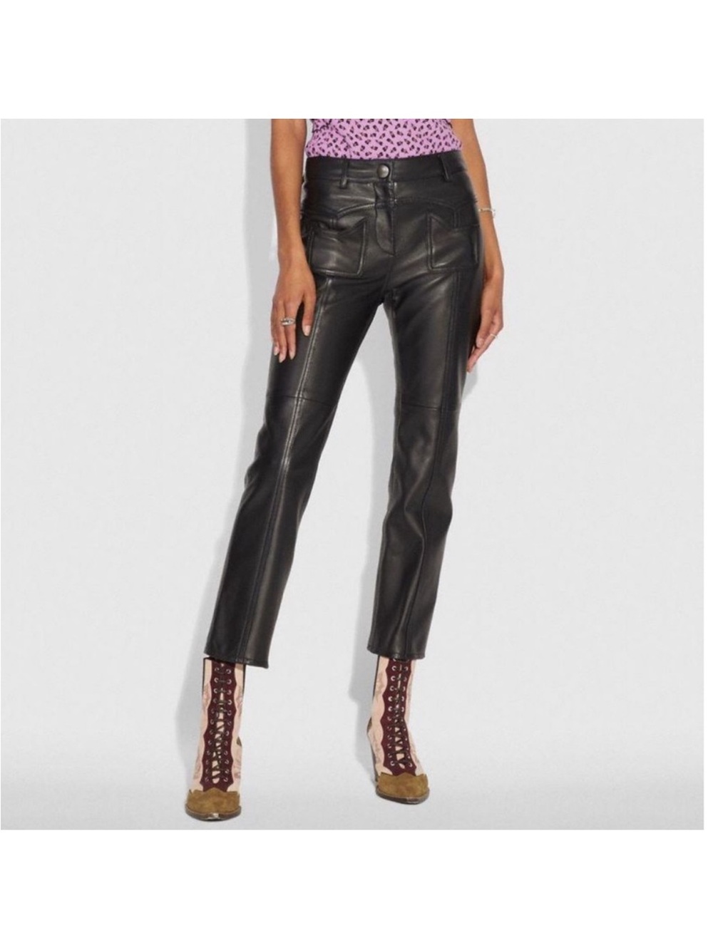 Coach Leather Western Pants